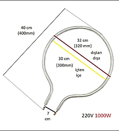 Büyük Davul Fırın Rezistansı 1000 W Ölçülere Dikkat Ediniz