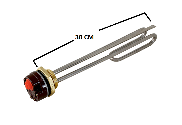 Termostatlı Güneş Enerjisi ve Çay Kazanı Rezistansı Kıvrık 1-1/4 Inç 30 cm 2000 Watt