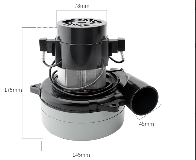 Süpürge Motoru Çift Fanlı Egzoz lu 24 V