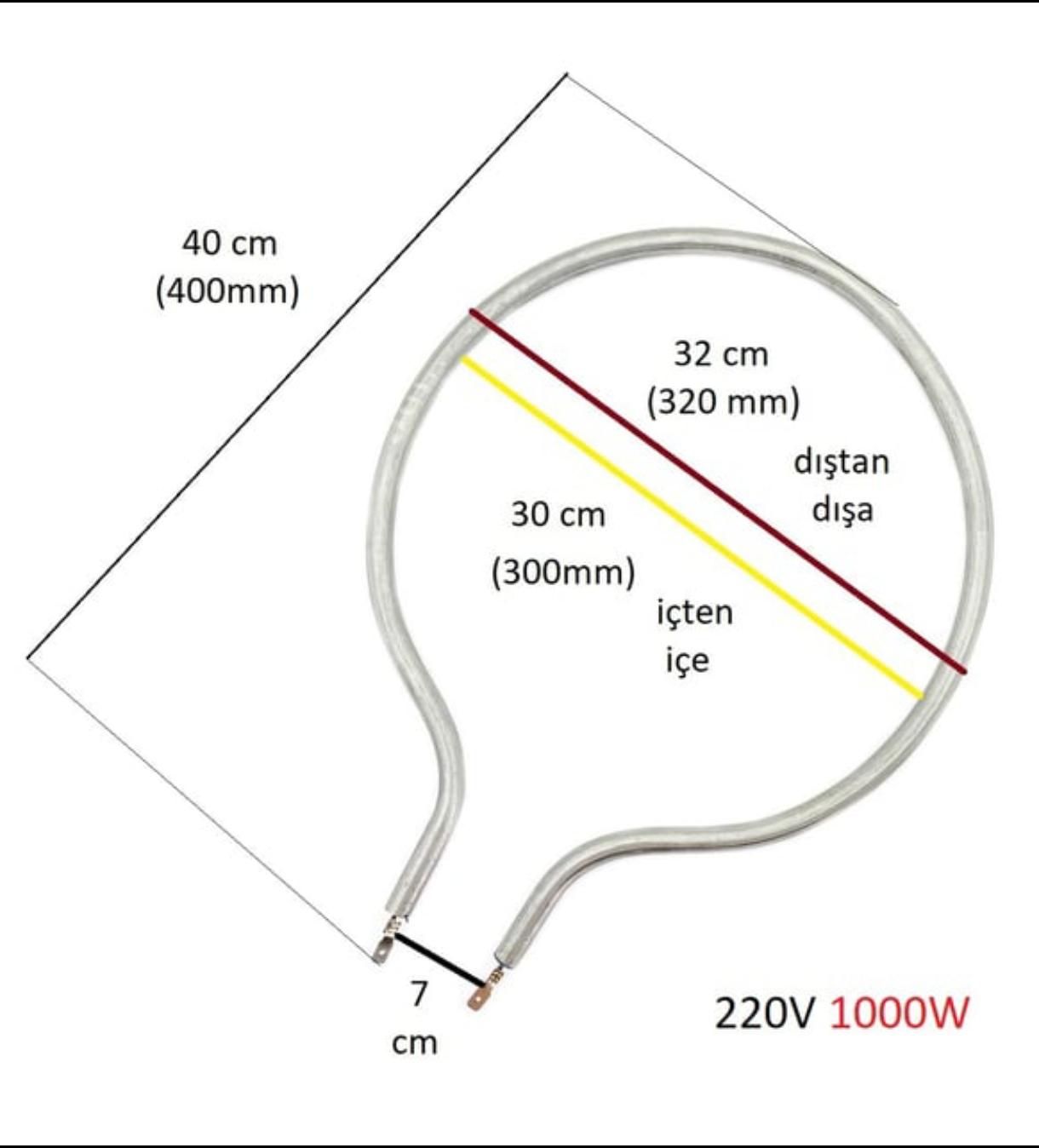 Büyük Davul Fırın Rezistansı 1000 W Ölçülere Dikkat Ediniz